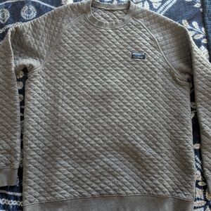 L.L. Bean Men's Quilted Grey Crewneck Sweater Size Large Tall
